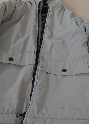 Gri Kapüşonlu Erkek çocuk kaban - Görsel 2