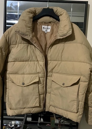 Na - Kd Bej Kadın Düğmeli Street Wear Mont