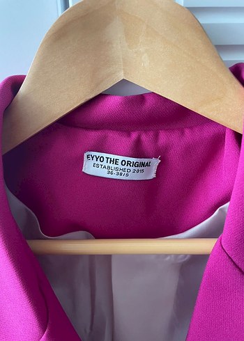 s Beden pembe Renk Pembe Düğmeli Midi Kadın Blazer Ceket