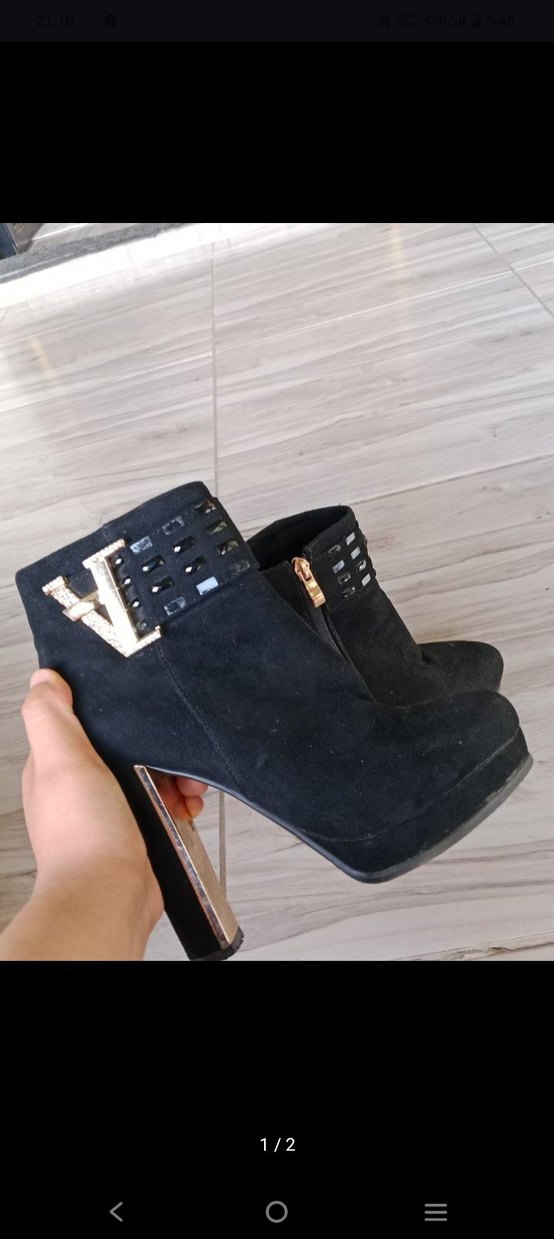 Siyah Süet Dolgu Topuklu Tokalı Bot - Görsel 2