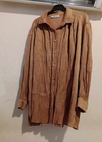 Bej Kadın Keten Düğmeli Bohem Gömlek - Görsel 2