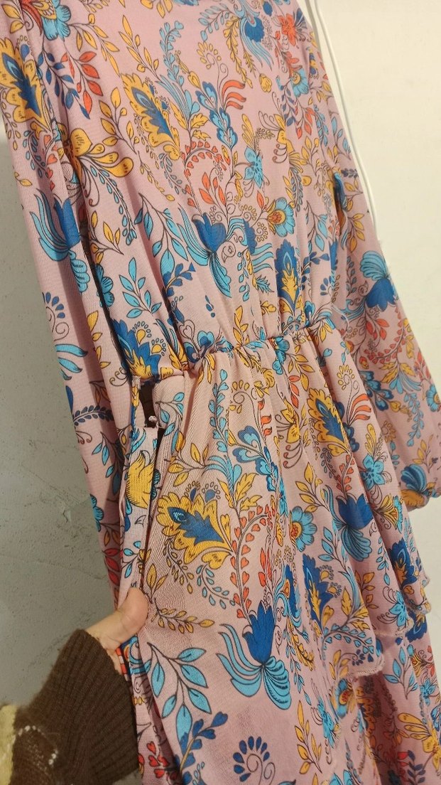 Bohem Çok Renkli Uzun Elbise - Görsel 3