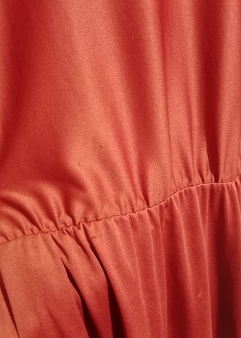 Uzun Kollu Kırmızı Salaş Uzun Elbise - Görsel 3