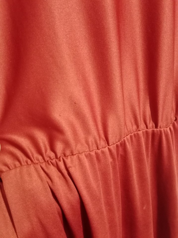 Uzun Kollu Kırmızı Salaş Uzun Elbise - Görsel 3