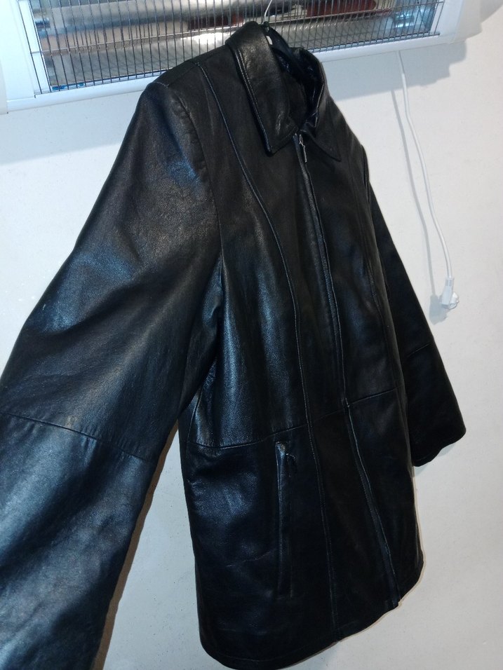Hakiki Deri Mont  44 Beden  Siyah (Acil Satılık) - Görsel 2