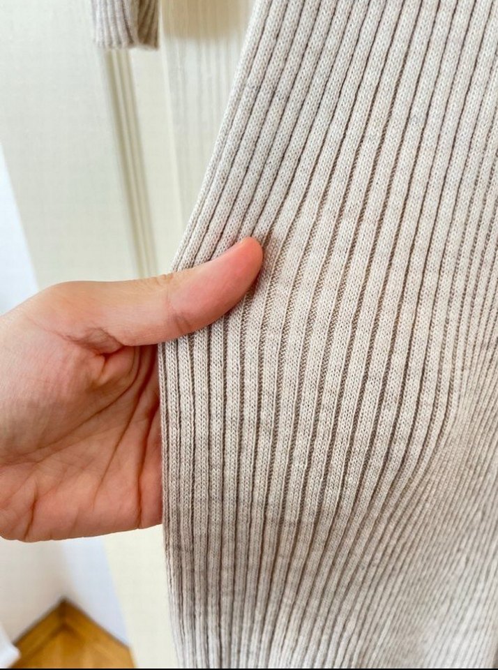 Bej Uzun Kollu Triko Elbise - Görsel 2