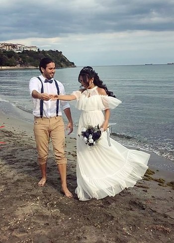 s Beden Mini Bohem Beyaz Elbise