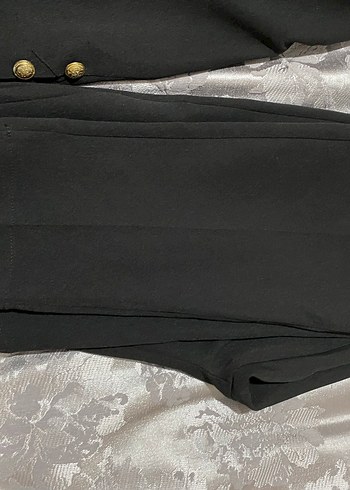 38 Beden Kadın Siyah Düğmeli Midi Blazer Ceket