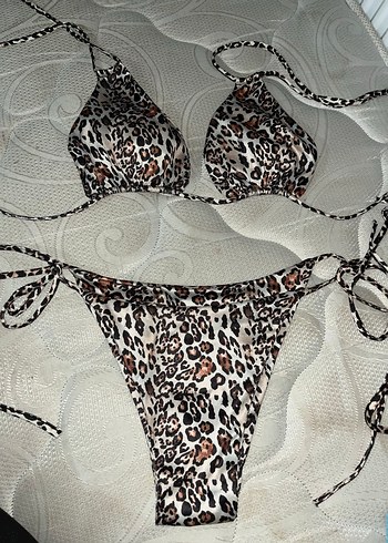 Yılan Desenli Kahverengi Modern bikini takımı - Görsel 2