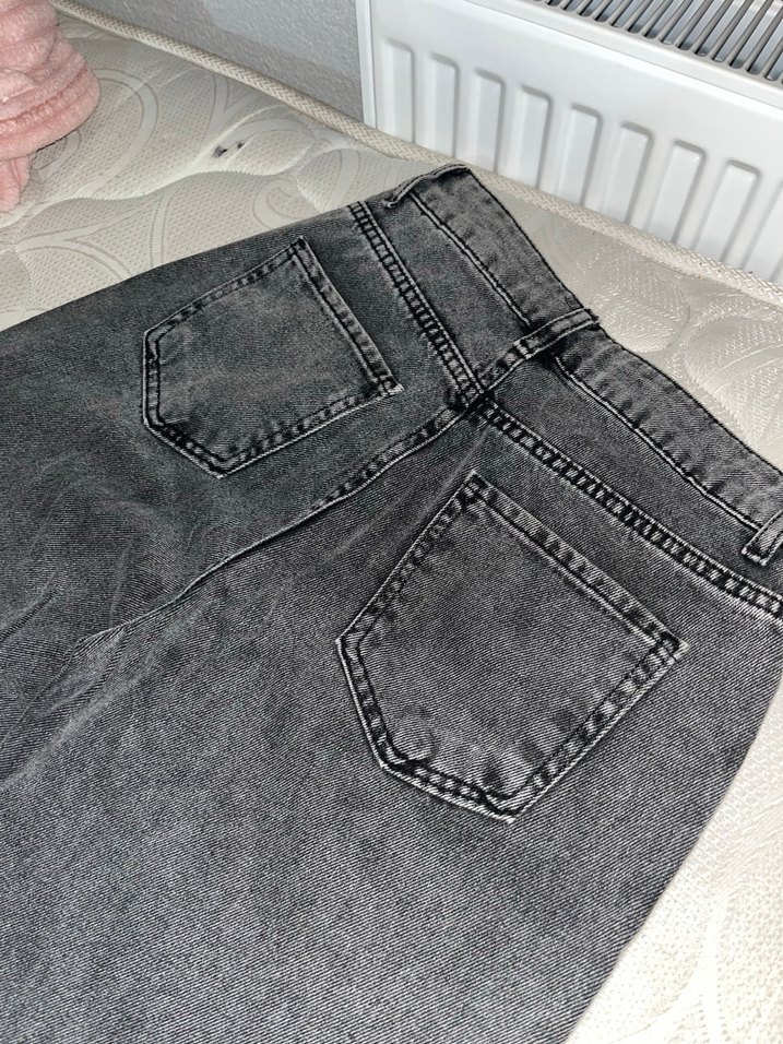 Gri Midi Denim Kadın Jean - Görsel 2