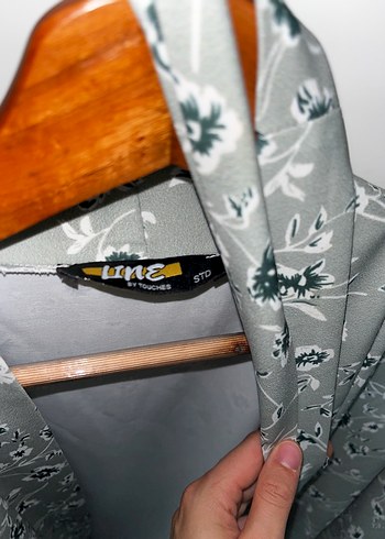 Diğer Gri Uzun Desenli Kadın Kimono