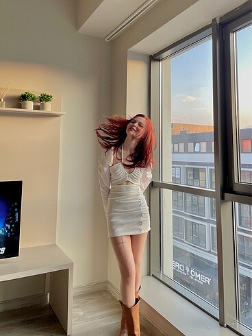 s Beden Beyaz mini elbise