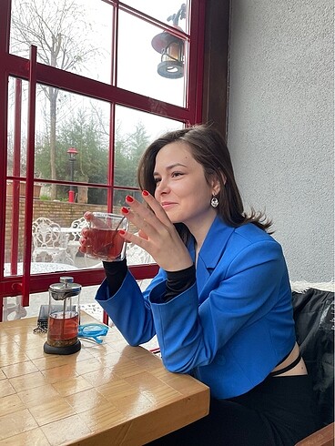 s Beden mavi Renk Mavi blazer ceket ve mavi bluz