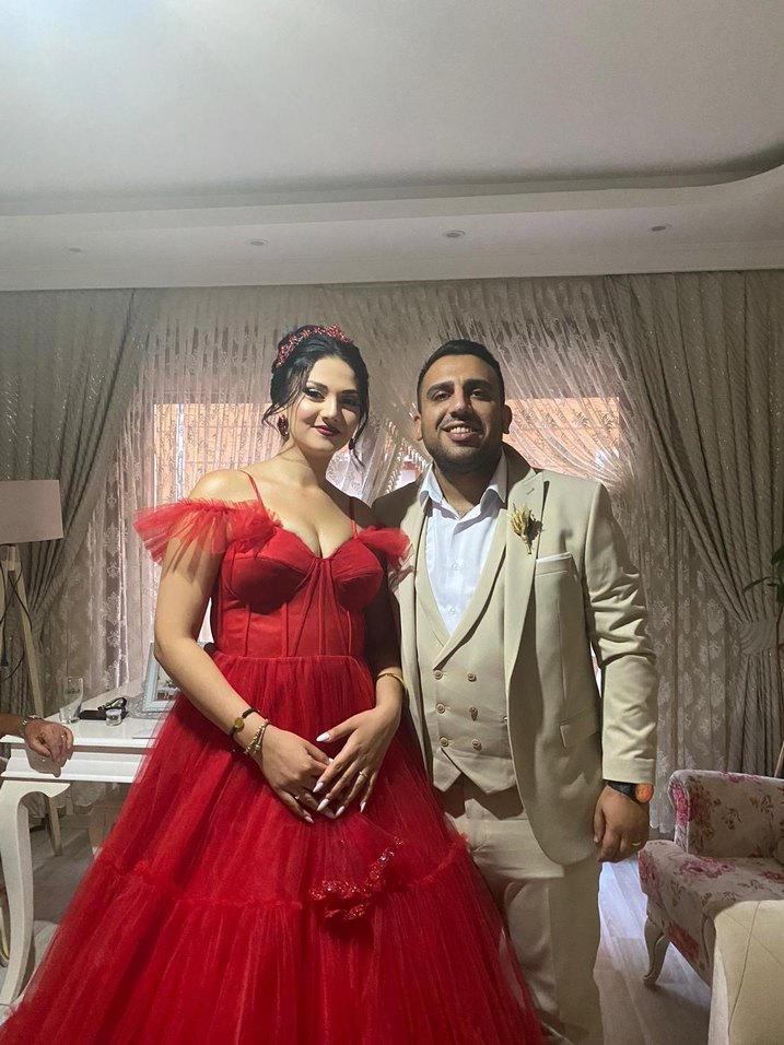 Kırmızı Straplez Uzun Abiye Elbise - Görsel 2