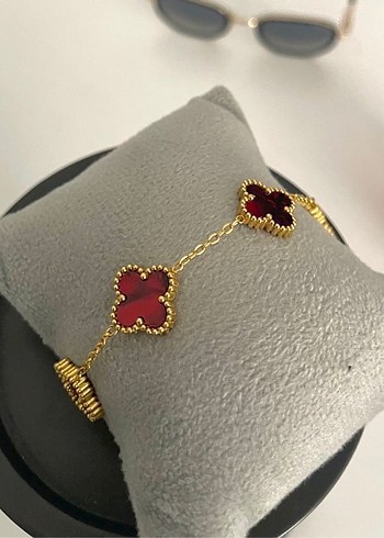  Beden bordo Renk Yonca Model Çelik Kadın Bileklik