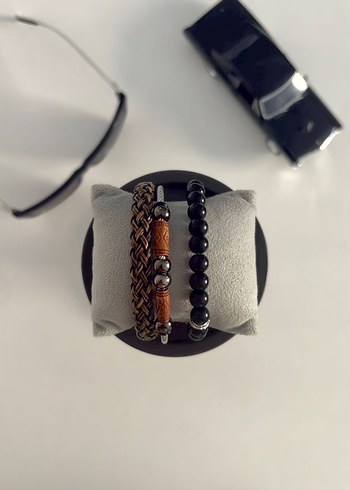 Hasır ve Doğal Taş Erkek Bileklik - Görsel 2