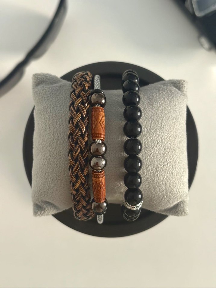 Hasır ve Doğal Taş Erkek Bileklik - Görsel 4