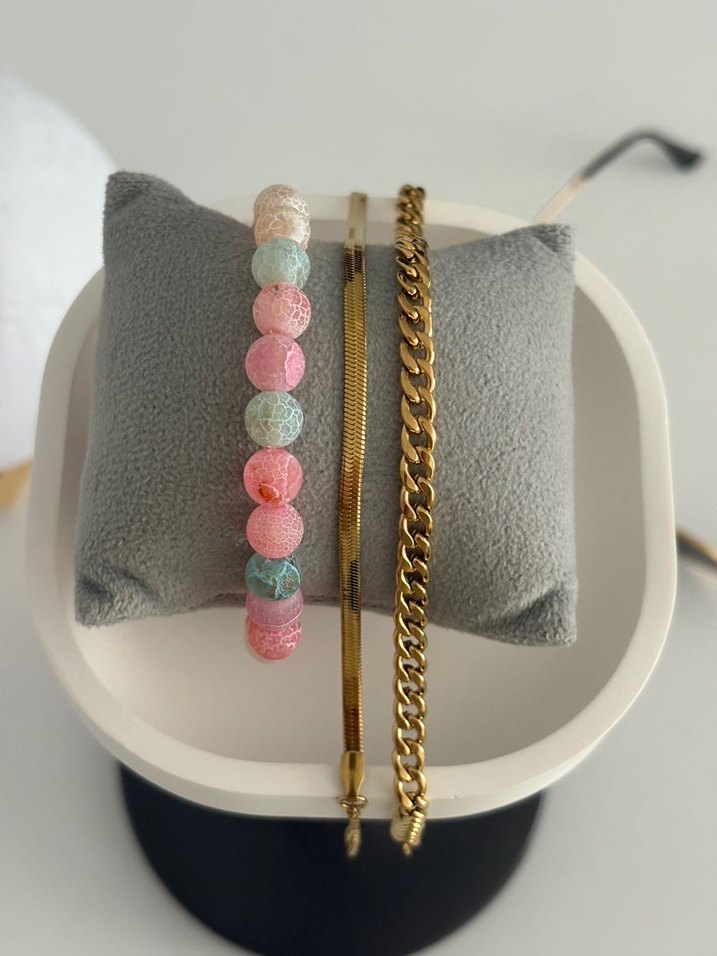 'lü Damarlı Akik ve Çelik Kadn Bileklik - Görsel 3