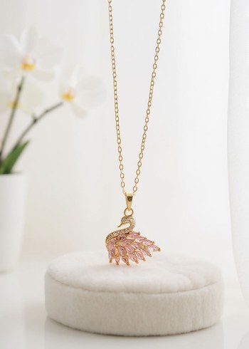 Swaroski Kuğu Model Çelik Kadın Kolye - Görsel 2