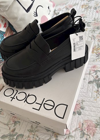 Siyah Platform Topuklu Kadın Loafer