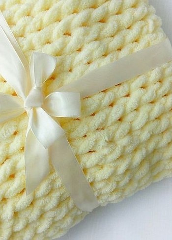 Bebek Örgü Battaniye, Butter Yellow - Görsel 2