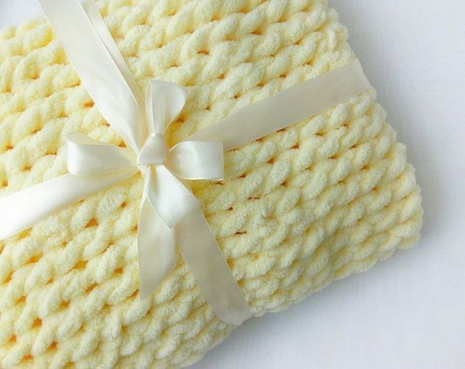 Bebek Örgü Battaniye, Butter Yellow - Görsel 2