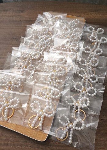 Boncuklu Beyaz Kadın Anahtarlık - Görsel 2