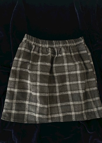 Gri Kareli Kadın Etek Vintage - Görsel 2