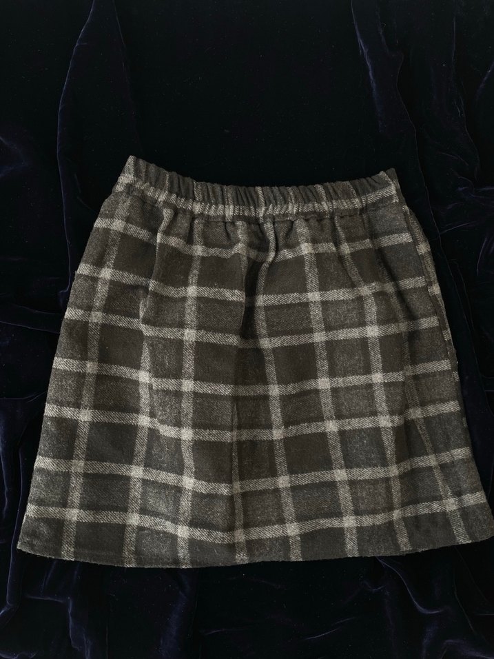 Gri Kareli Kadın Etek Vintage - Görsel 2