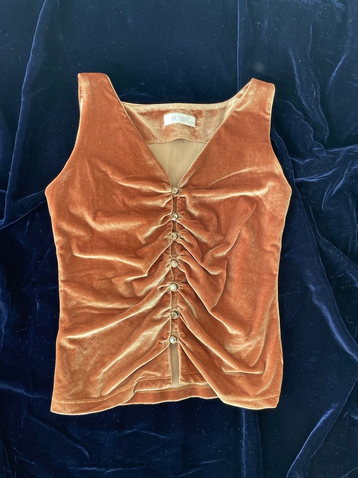 Düğmeli Kadife Kadın Yelek Vintage - Görsel 3