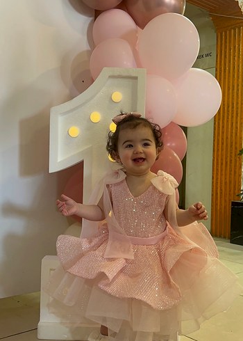 Pembe Fırfırlı Kız Çocuk elbise
