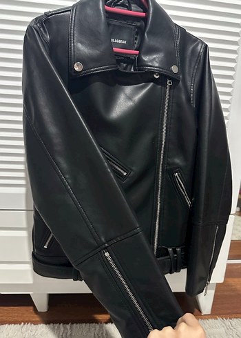Pull bear Kadın Siyah Deri Biker Ceket - Görsel 2