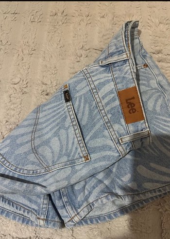 Bohem Gri Mavi Bağlamalı Denim Şort - Görsel 2