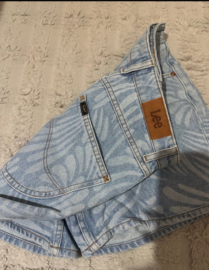 Bohem Gri Mavi Bağlamalı Denim Şort - Görsel 2