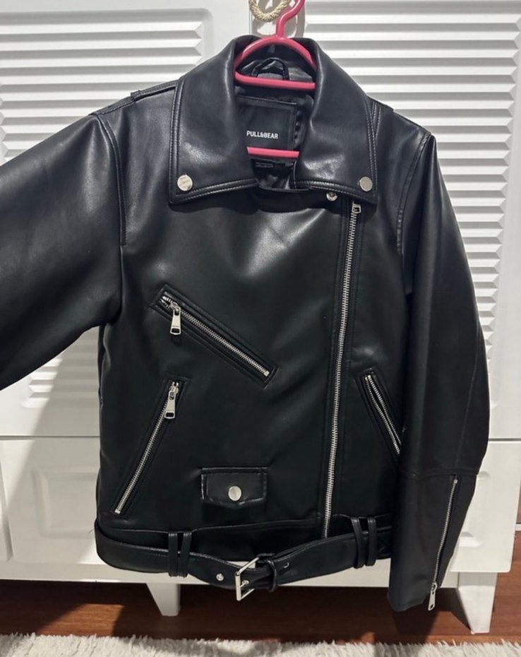 PULL AND BEAR Siyah Deri Biker Ceket Kadın - Görsel 3