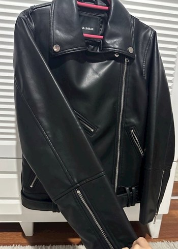 Pull and bear Kadın Siyah Deri Biker Ceket - Görsel 4
