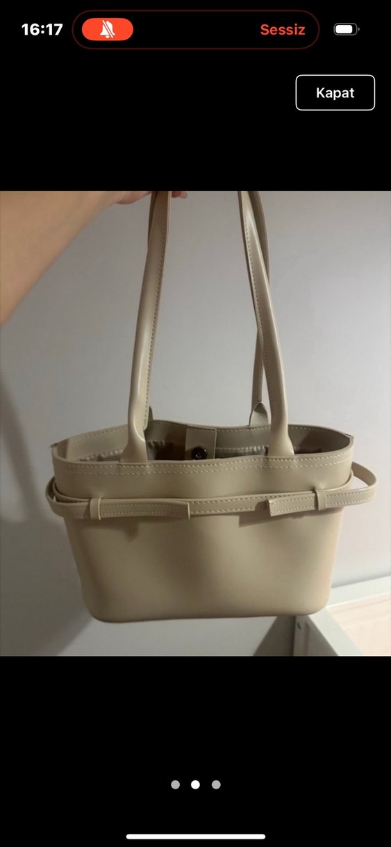 Bej Deri Tokalı Kadın Çanta - Görsel 2