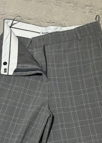 Berahka Gri Kareli Kadın Kumaş Pantolon - Görsel 2