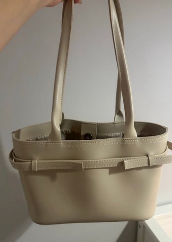 Bej Deri Kadın El Çantası - Görsel 2