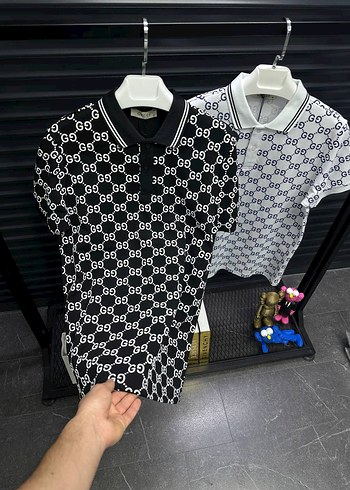 Erkek Siyah Baskılı Kısa Kollu Polo Tişört