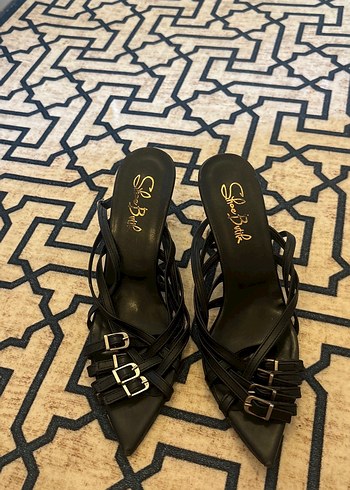 Siyah Stiletto Topuklu Kadın Akşam Ayakkabısı