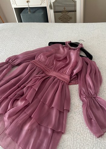 38 Beden pembe Renk Pembe Uzun Bohem Kadın Elbise