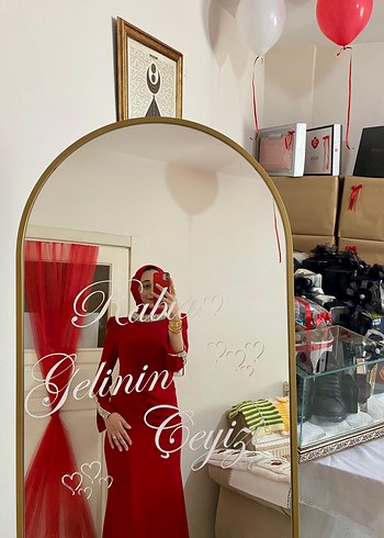 Abiye Uzun Kırmızı Tesettür Abiye Elbise