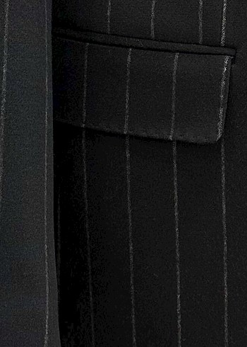 Düğmeli Siyah Çizgili Erkek Ceket - Görsel 3