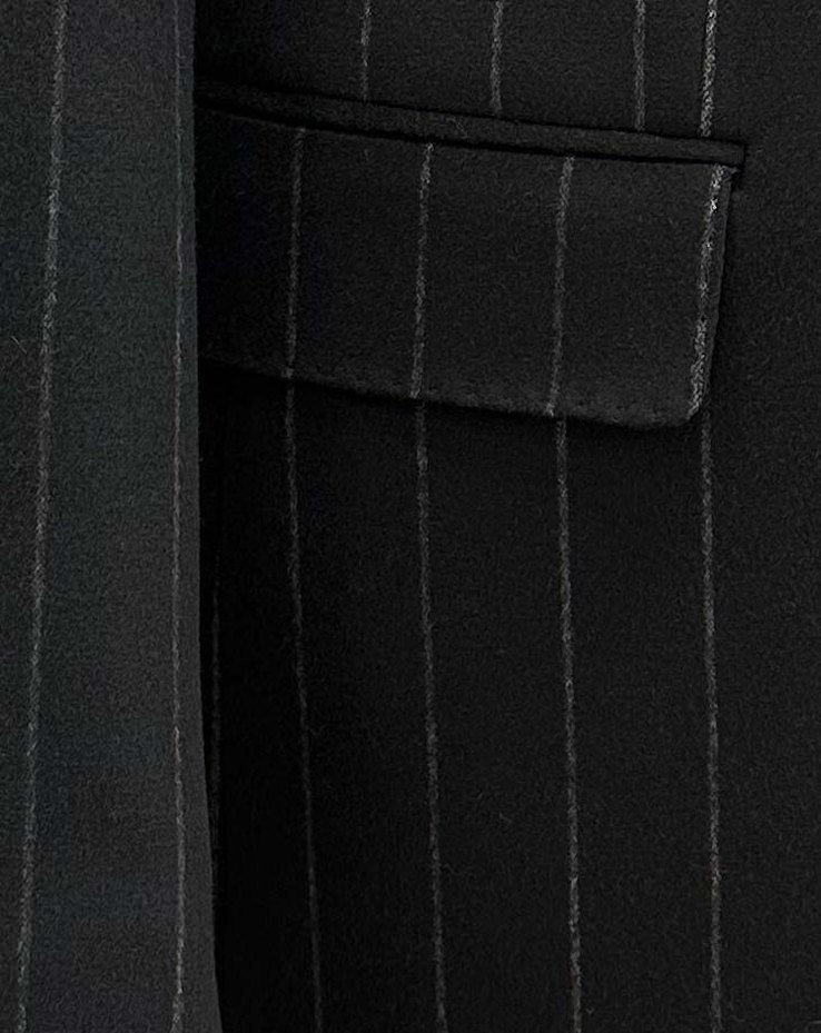 Düğmeli Siyah Çizgili Erkek Ceket - Görsel 3