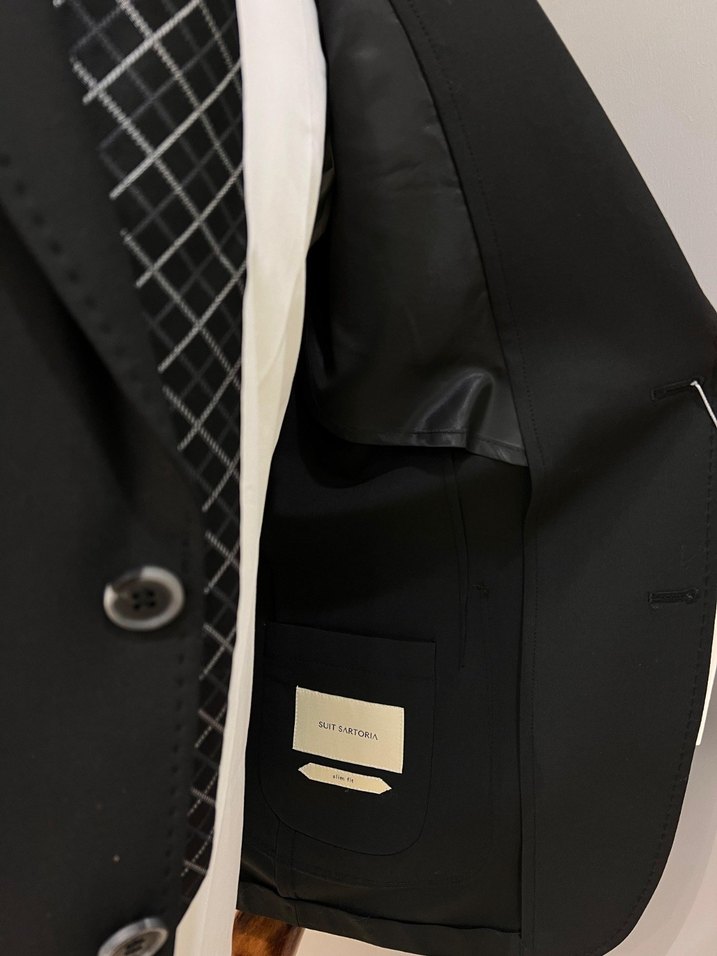 Klasik Siyah Yünlü Erkek Takım Elbise - Görsel 5