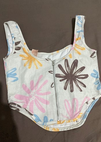 Pastel Renkli Çiçek Desenli Bustiyer - Görsel 2