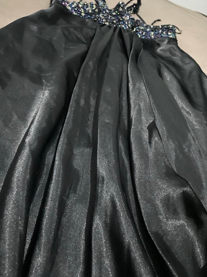 Siyah Drapeli Uzun Straplez Abiye Elbise - Görsel 3