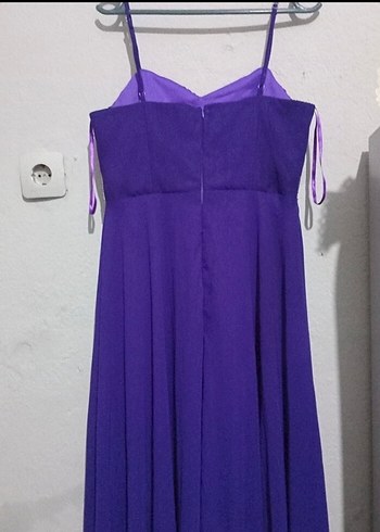 Parlak Mor Uzun Abiye Elbise - Görsel 2