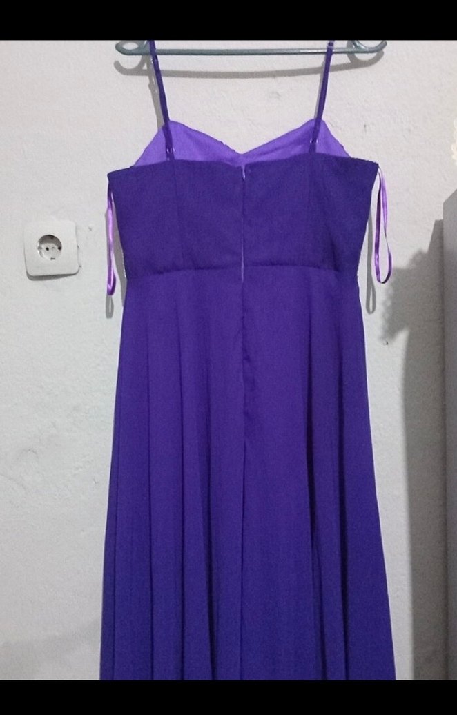 Parlak Mor Uzun Abiye Elbise - Görsel 2